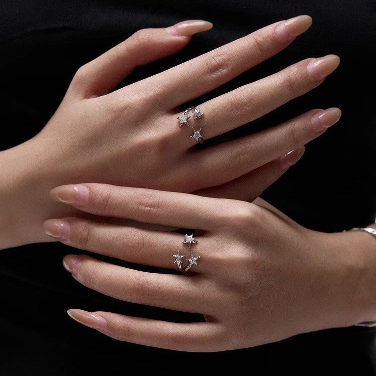 Wholesale Silver starfish ocean zircon open ring