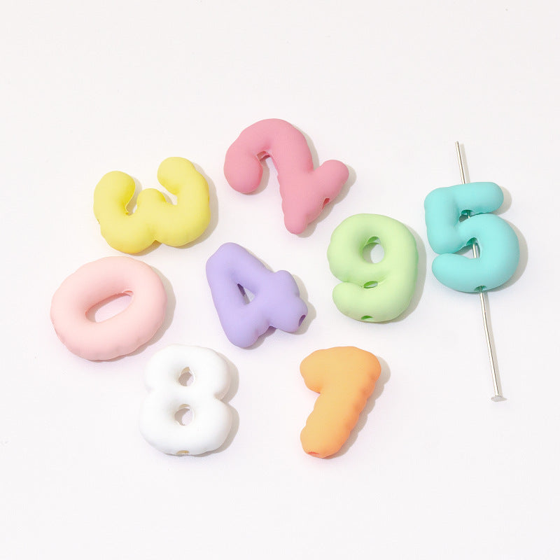 Wholesale DIY Digital Loose Beads Transparent Frosted Three-dimensional Through-hole Beads