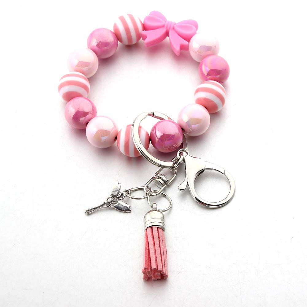 Wholesale Tassel Dragonfly Bull Head Lion Love Angel Acrylic Wrist Keychain