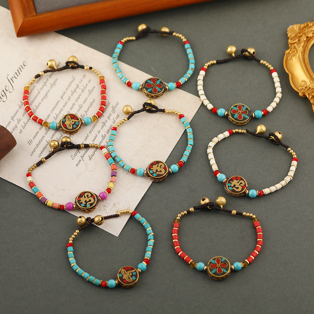 Wholesale Bohemian Ethnic Style Vintage Beaded Bell Bracelet
