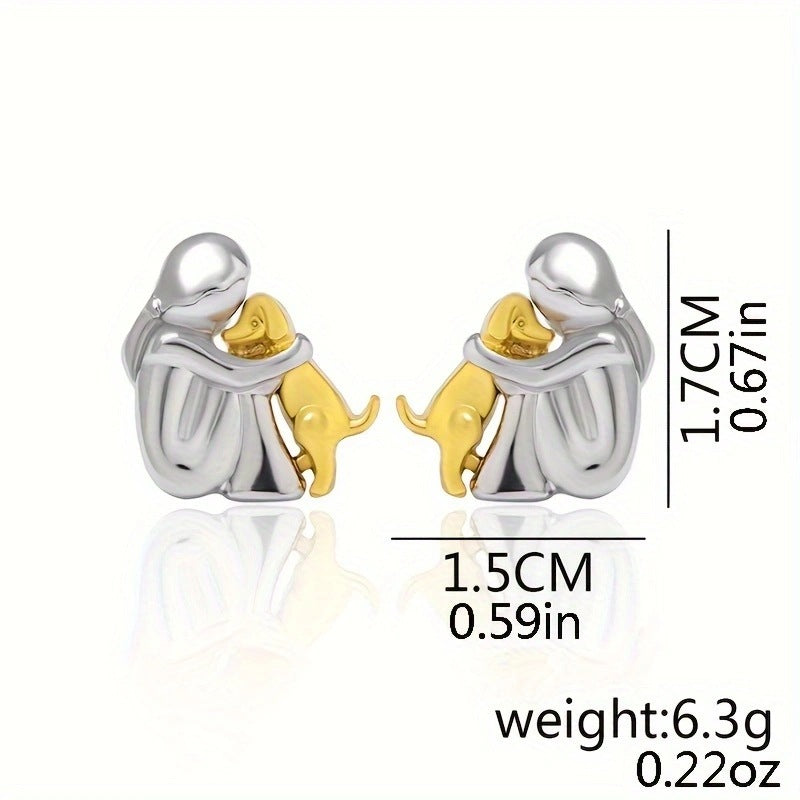 Wholesale Cute girl and dog embracing earrings
