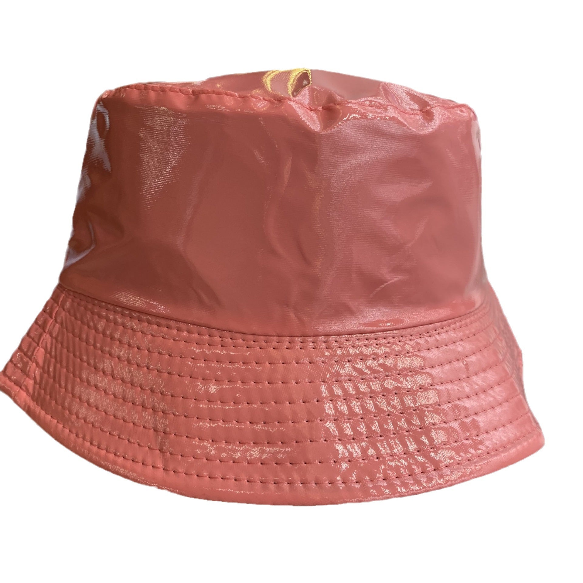 Wholesale of Solid Color Patent Leather with Polyester Fisherman Hats on Both Sides