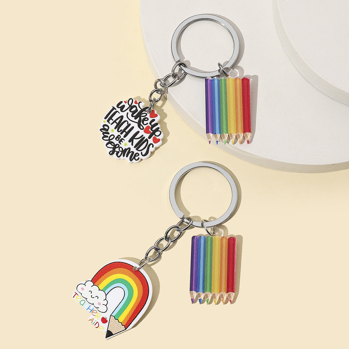 Wholesale Rainbow Pencil Teacher Acrylic Keychain