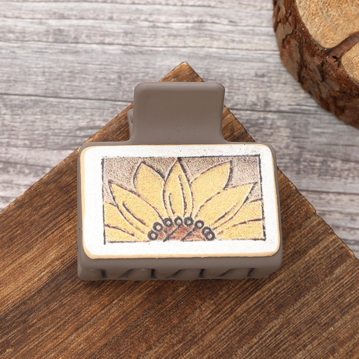 Wholesale Western Style Sunflower Leather Hair Clip Shark Clip