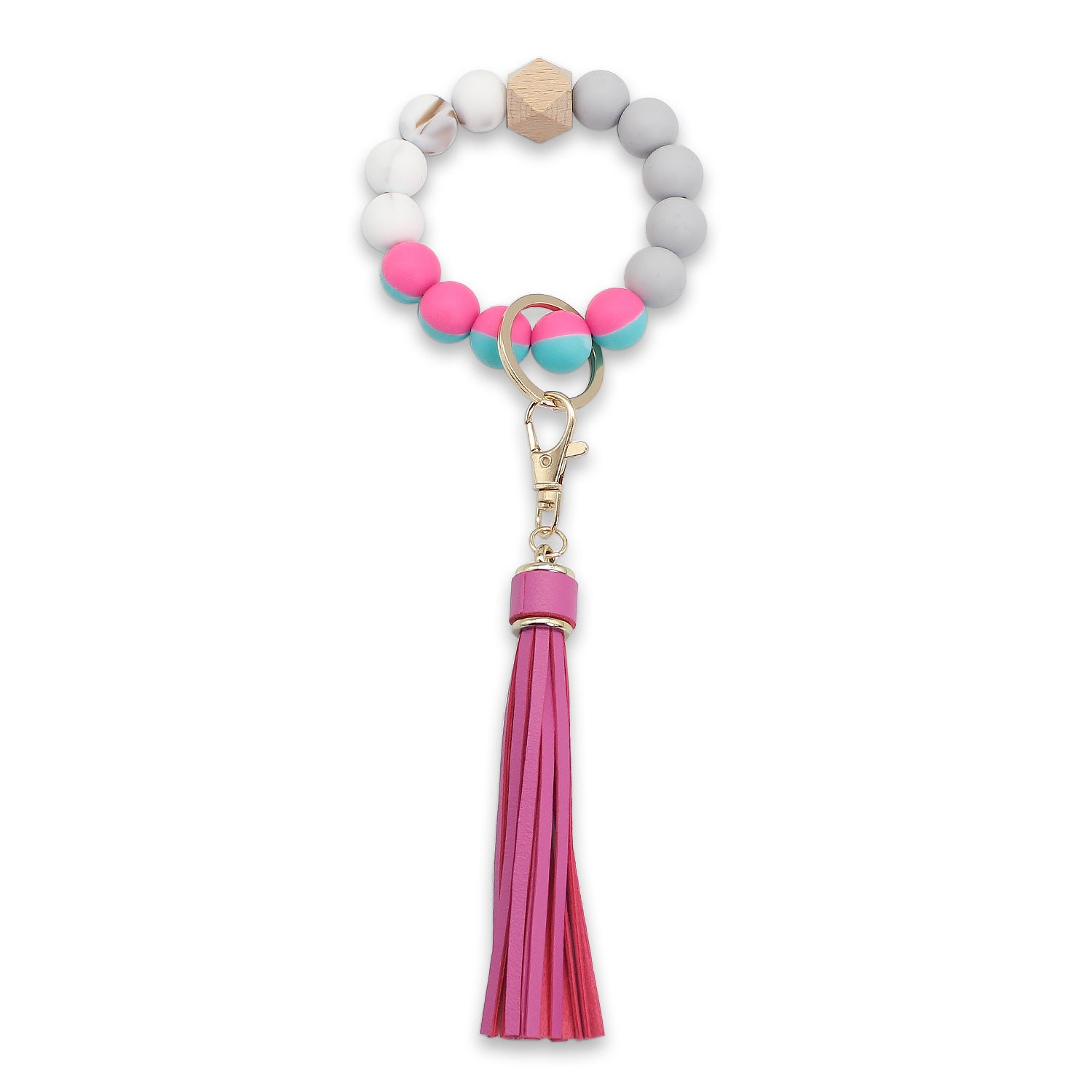 Wholesale Tassel Wood Beads Silicone Beads Wrist Keychain