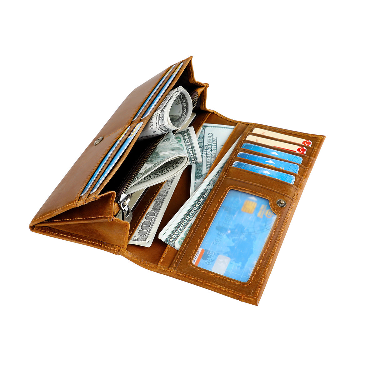 Wholesale Crazy horse leather top layer leather wallet anti-theft credit card holder