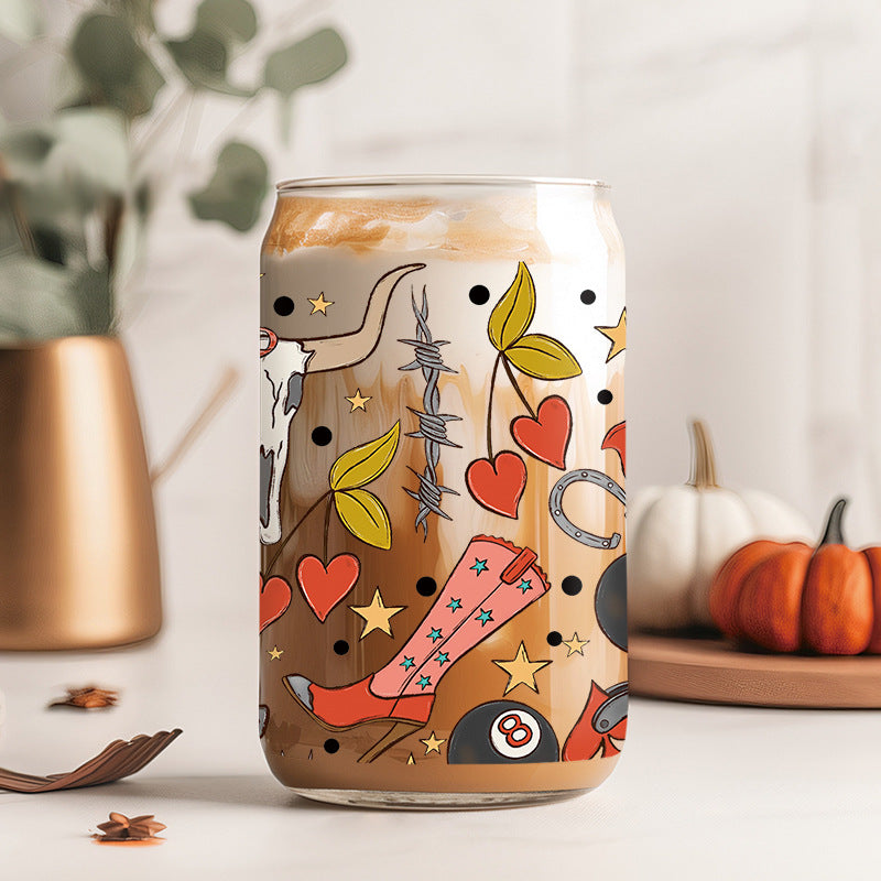 Wholesale Black and white billiards  16oz Cup UV DTF Wraps