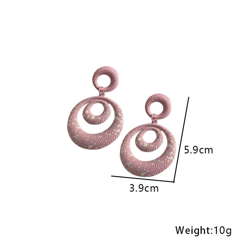 Wholesale  Hot Sale Color Geometric Circle Earrings Women Alloy Spray Paint Exaggerated Earrings Fashion Creative Spot Earrings