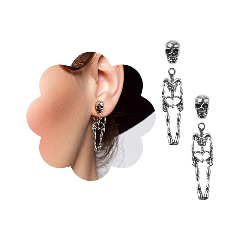 Wholesale Zinc Alloy  Skull Earrings For Women Dark Punk Skeleton Dangle Earrings Party Jewelry Gift