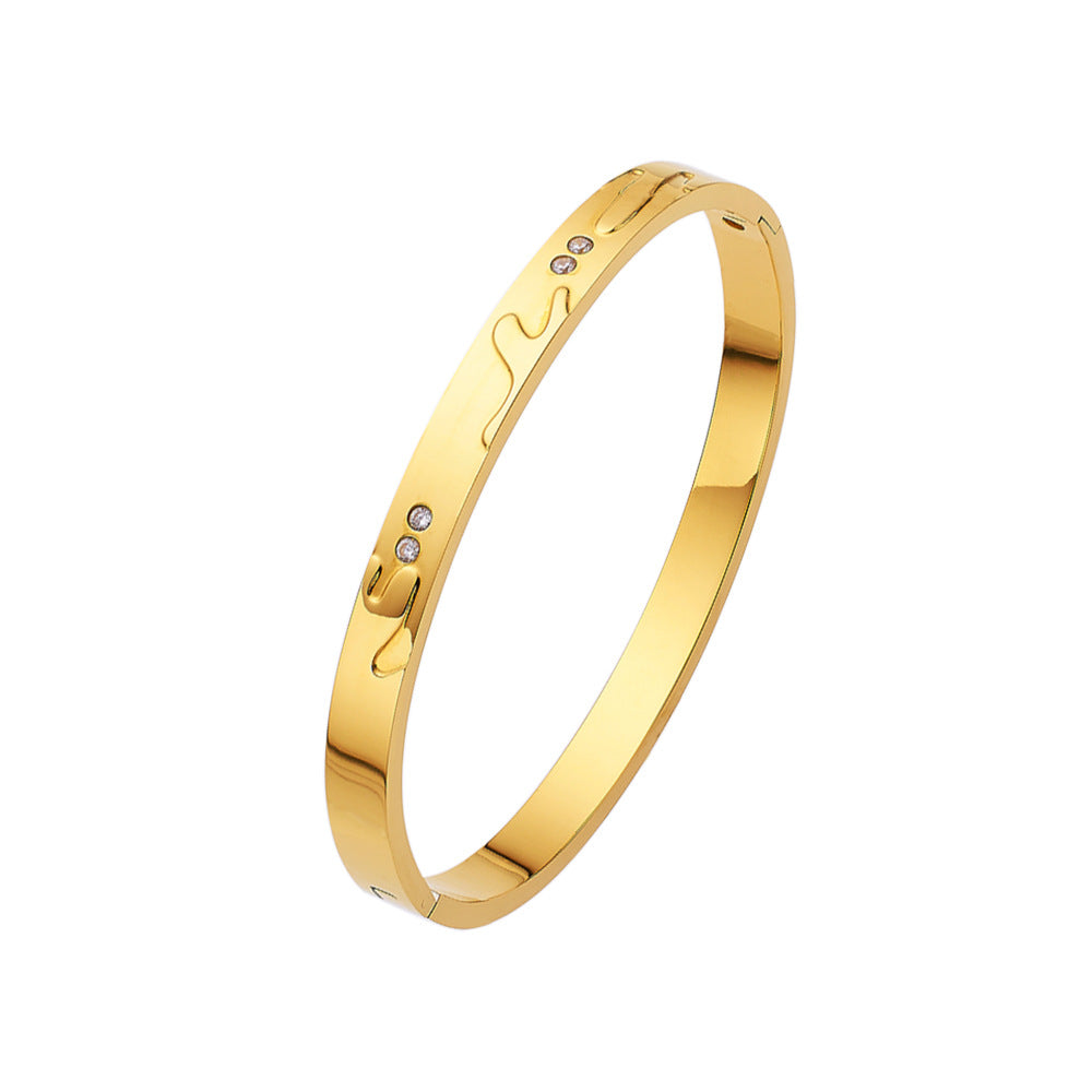 Wholesale 18K gold plated diamond retro stacked titanium steel bracelet