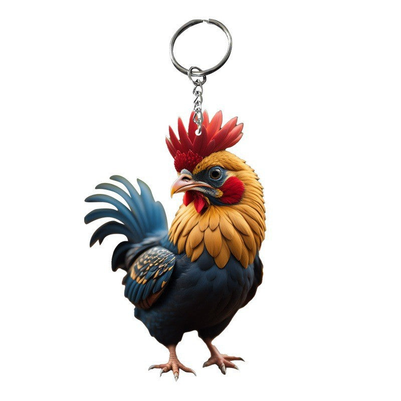 Wholesale Cartoon Christmas Chicken Car Keychain