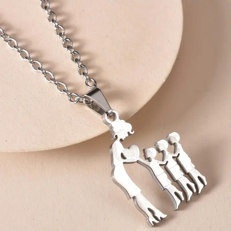 Wholesale Stainless steel mother and daughter son necklace