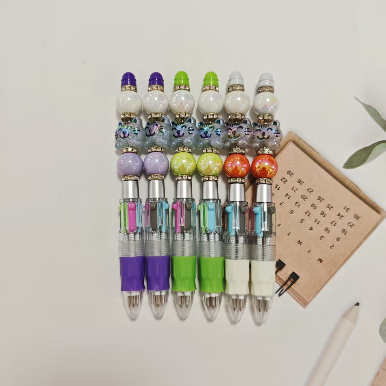 Wholesale 2pcs Cartoon Four Color Beaded Pen