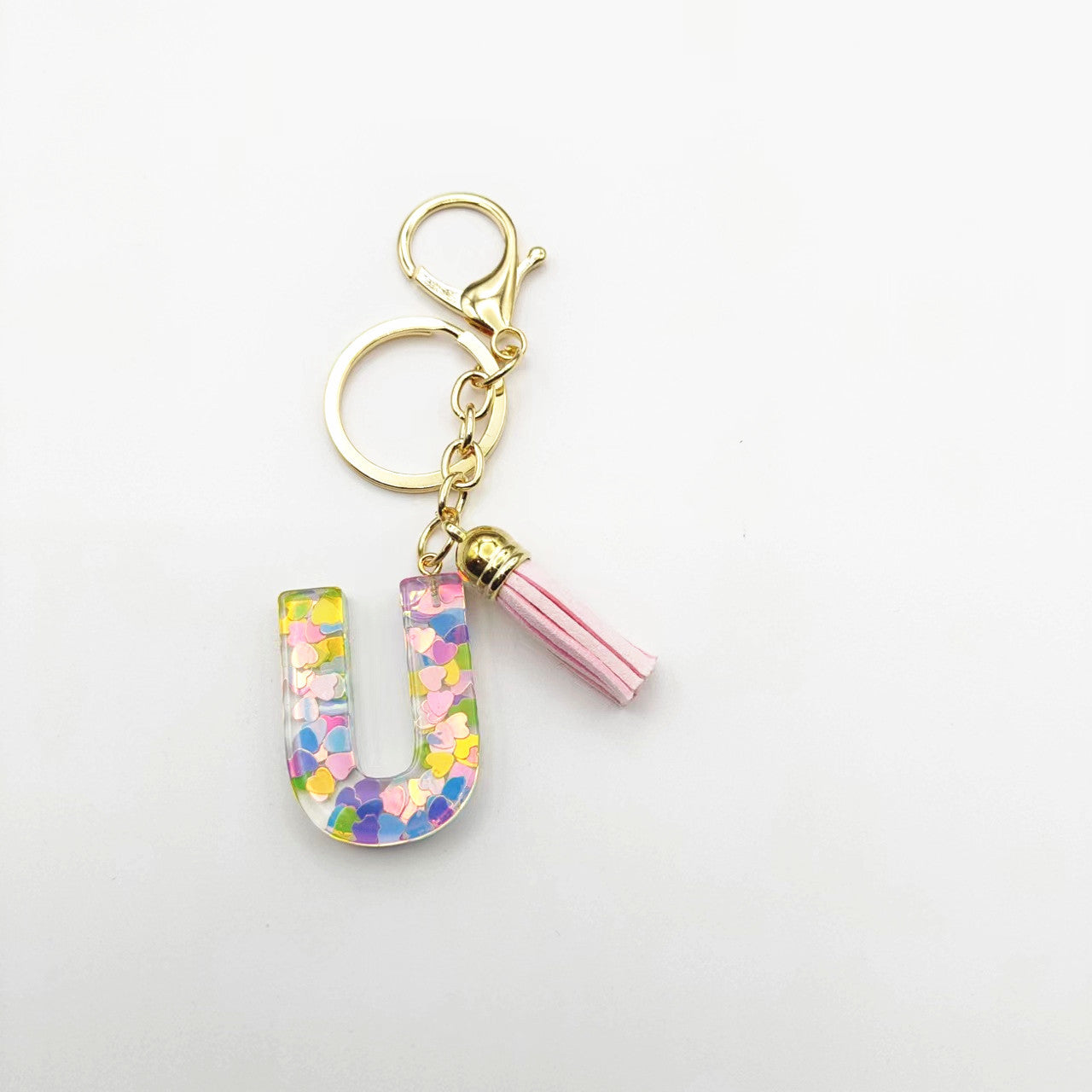 Llavero de letra acrílica de resina de barril de Tassel