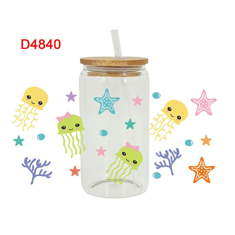 Wholesale Blue Ocean Series  16oz Cup UV DTF Wraps