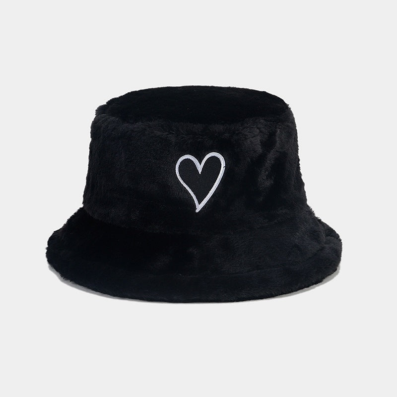 Wholesale Love Patch Bucket Hat Plush Hat