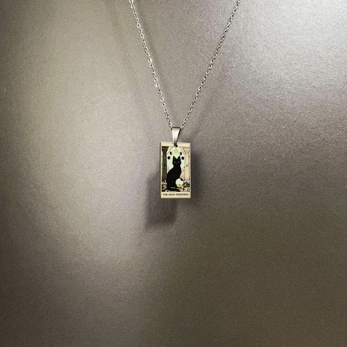 Wholesale Color printed card cross moon cartoon cat necklace