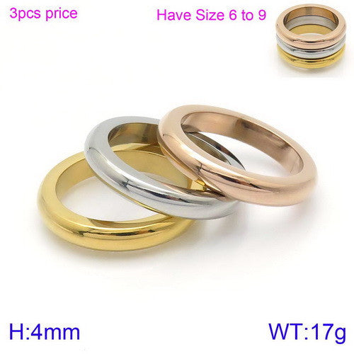 Wholesale Personalized Simple Polished Plain Ring Monochrome Stainless Steel Stacking Rings