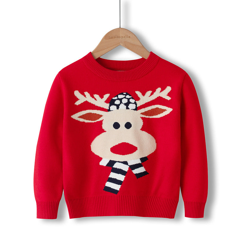 Wholesale Christmas Elk Autumn/Winter Knitted Baby Clothes