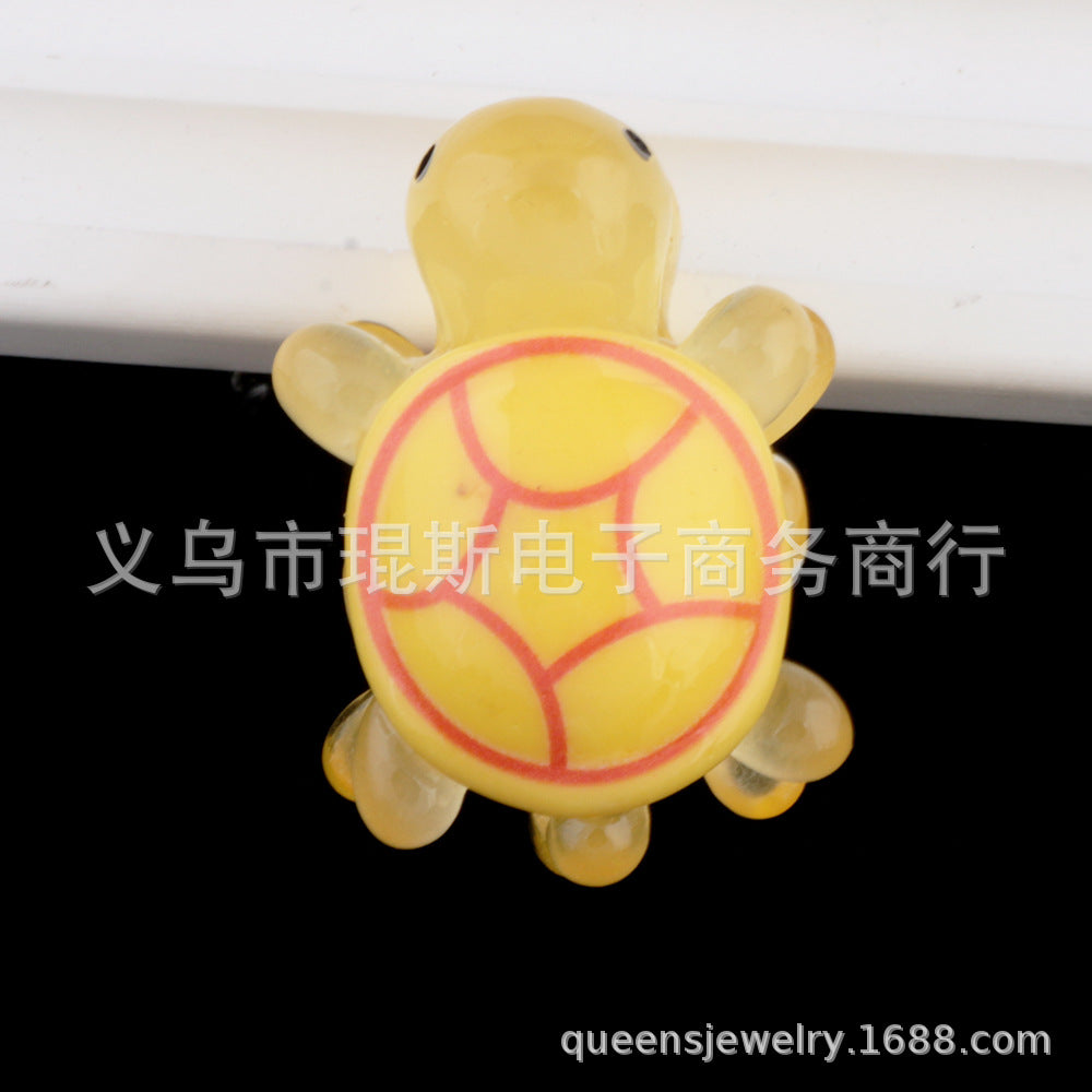 Wholesale 2pcs Luminous Double-sided Turtle Clay Drill Ball Straight Hole DIY Beads