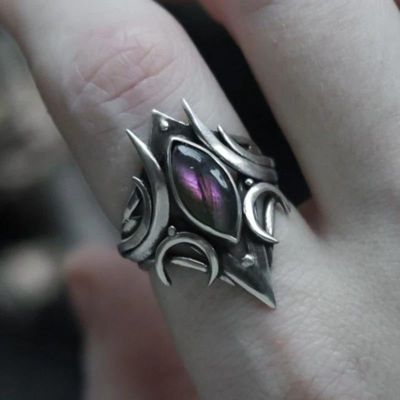 Wholesale Gothic retro geometric purple diamond ring