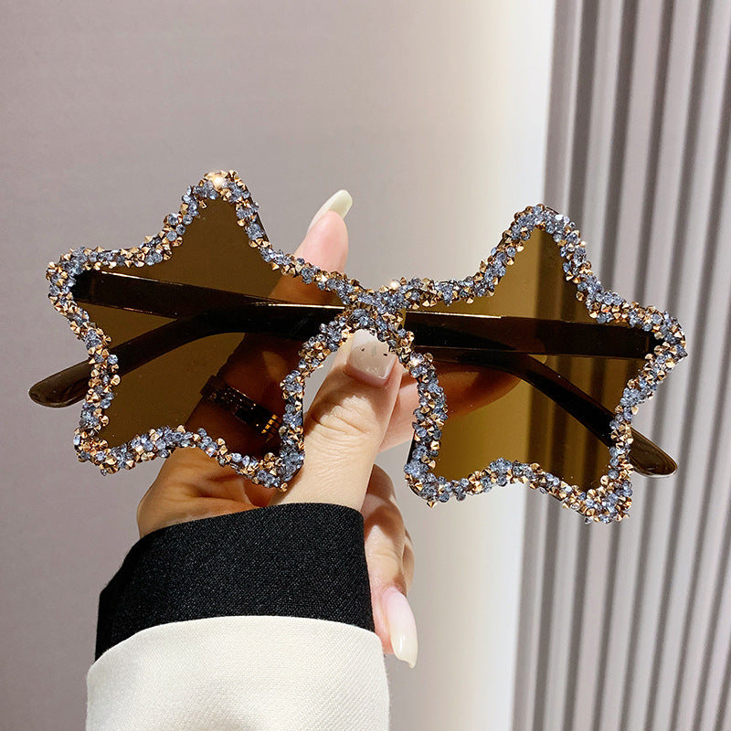 Wholesale Five-pointed Star Diamond Frameless Women's Fashion Personality Photo Sunglasses