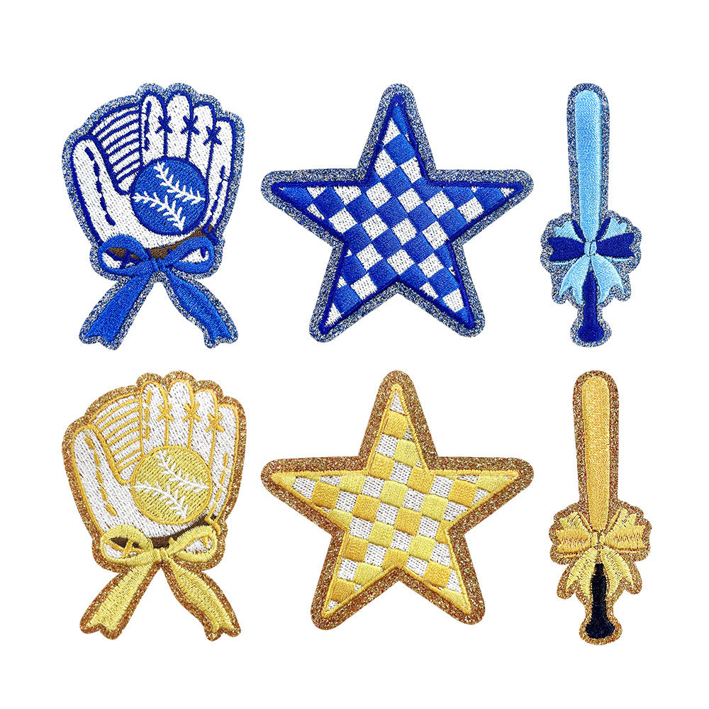 Wholesale Trendy Baseball Glove Embroidered Patch Polyester Iron On Adhesive Badge For Shoes Hats