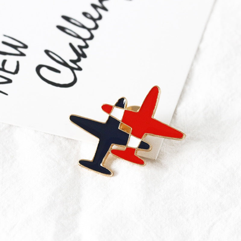 Wholesale Aircraft colored striped drip oil brooch