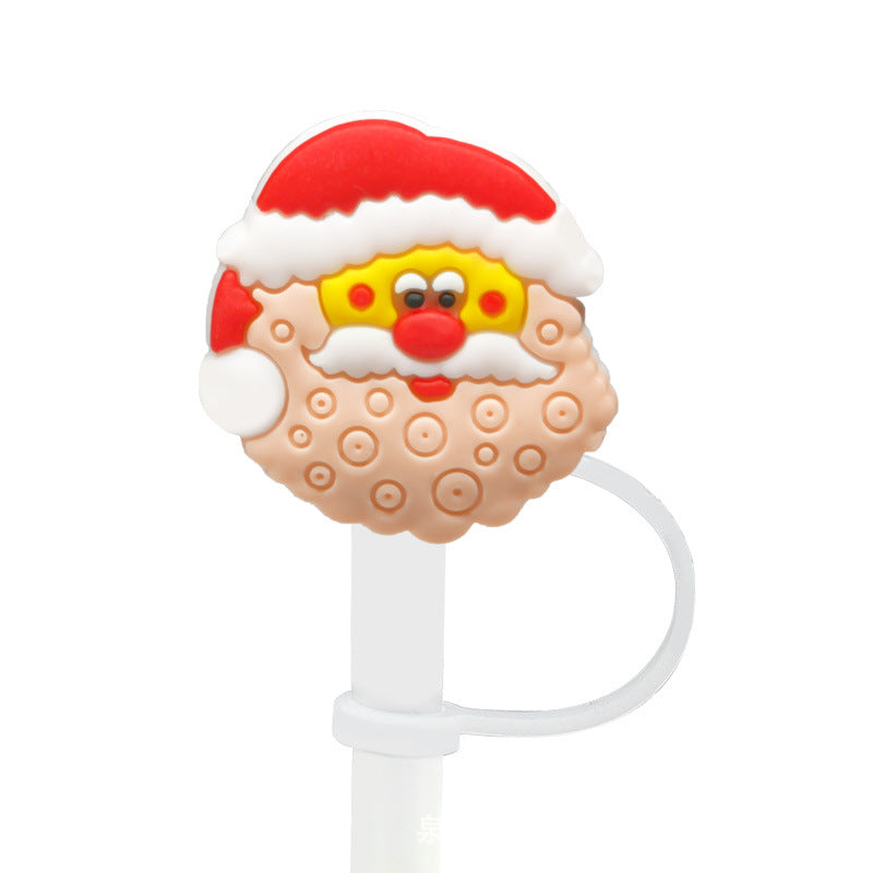 Wholesale Cartoon Christmas Santa Claus Christmas Trees Snowman Silicone Dustproof Straw Plugs