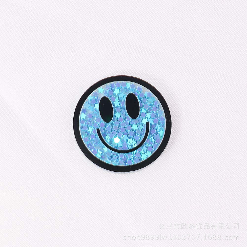 Wholesale  10pcs/pack Cartoon smiley face solid color star loose powder Acrylic Flatback