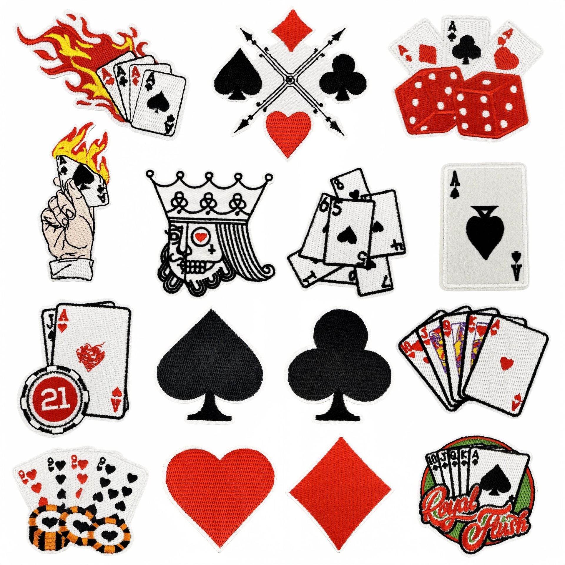 Wholesale Cartoon playing card embroidered patch
