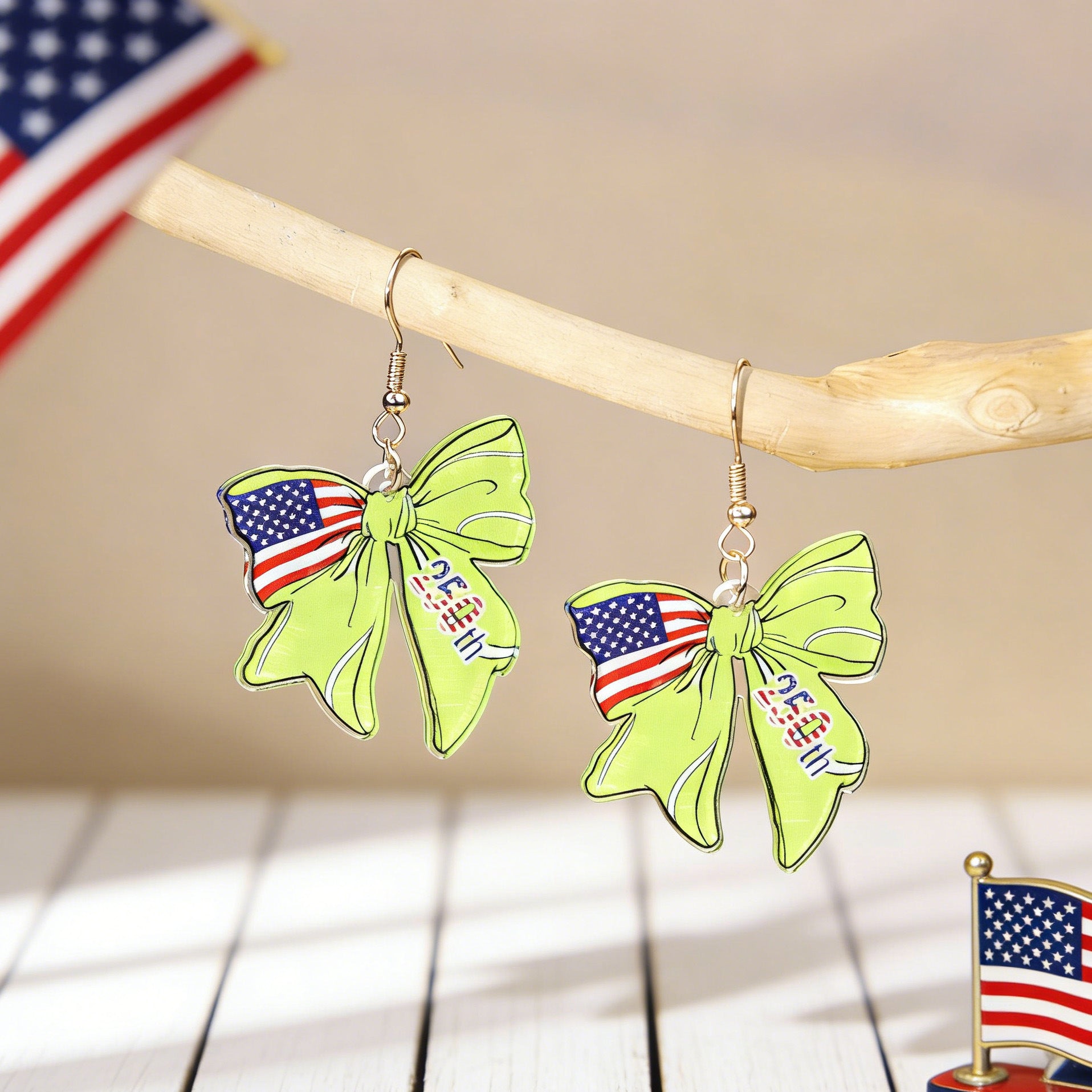 Wholesale Independence Day Anniversary Love Star Spangled Banner Acrylic Earrings
