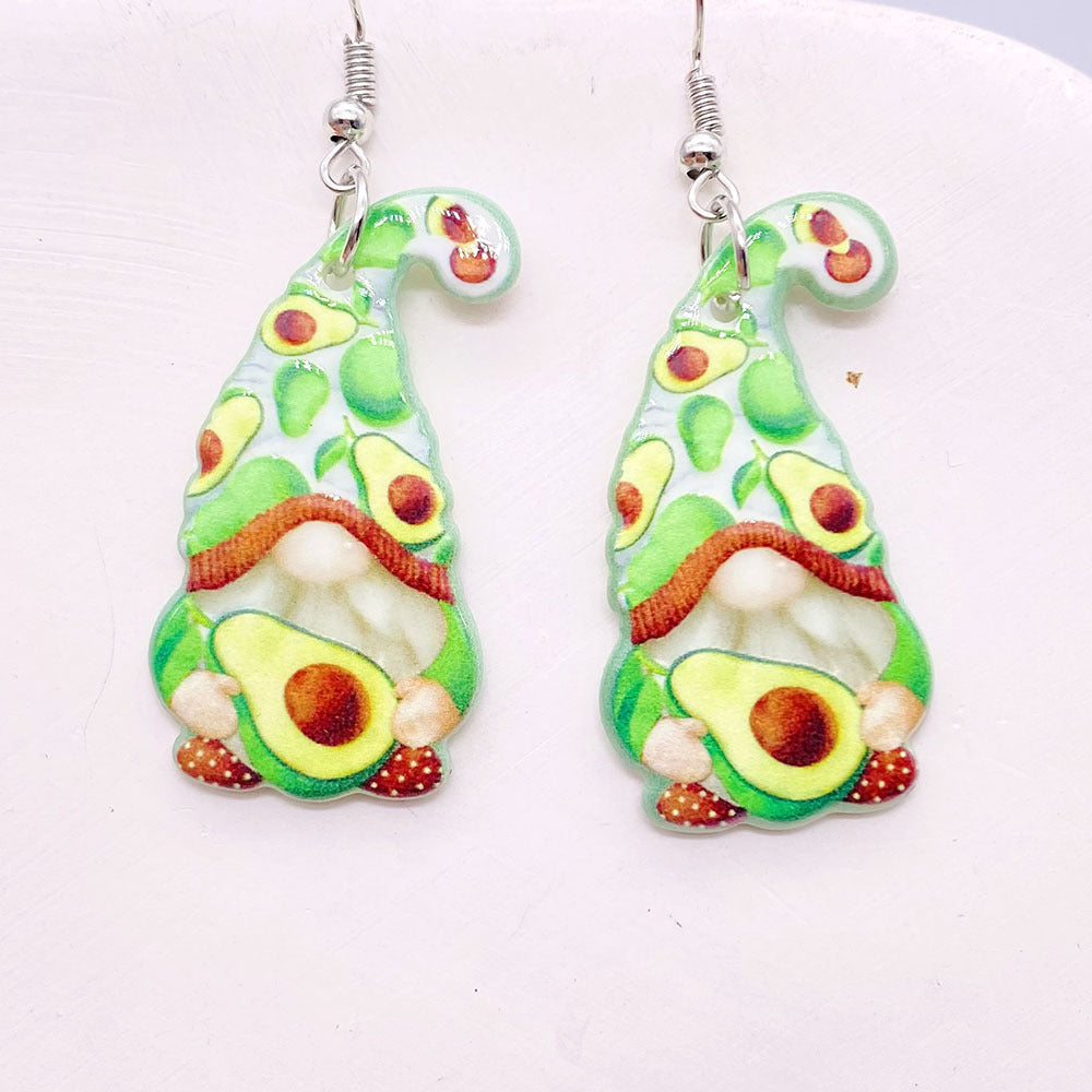 Wholesale Christmas Double Sided Printing Hat Gnome Acrylic Earrings
