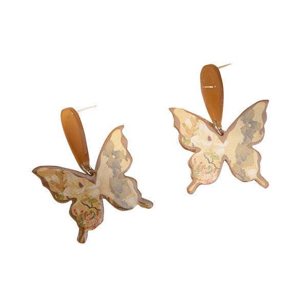 Wholesale Retro Oil Painting Butterfly Earrings