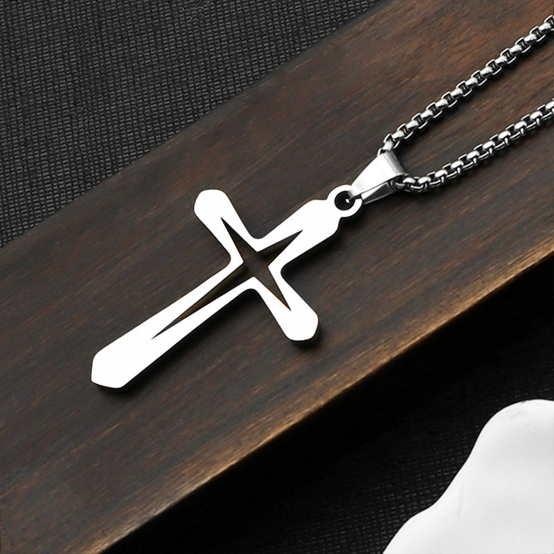Wholesale titanium steel cross stainless steel sweater necklace women's non-fading accessories