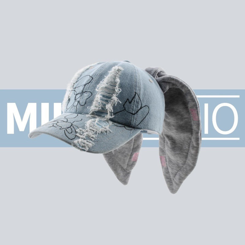 Wholesale Rabbit ear cap denim Hong Kong style baseball cap