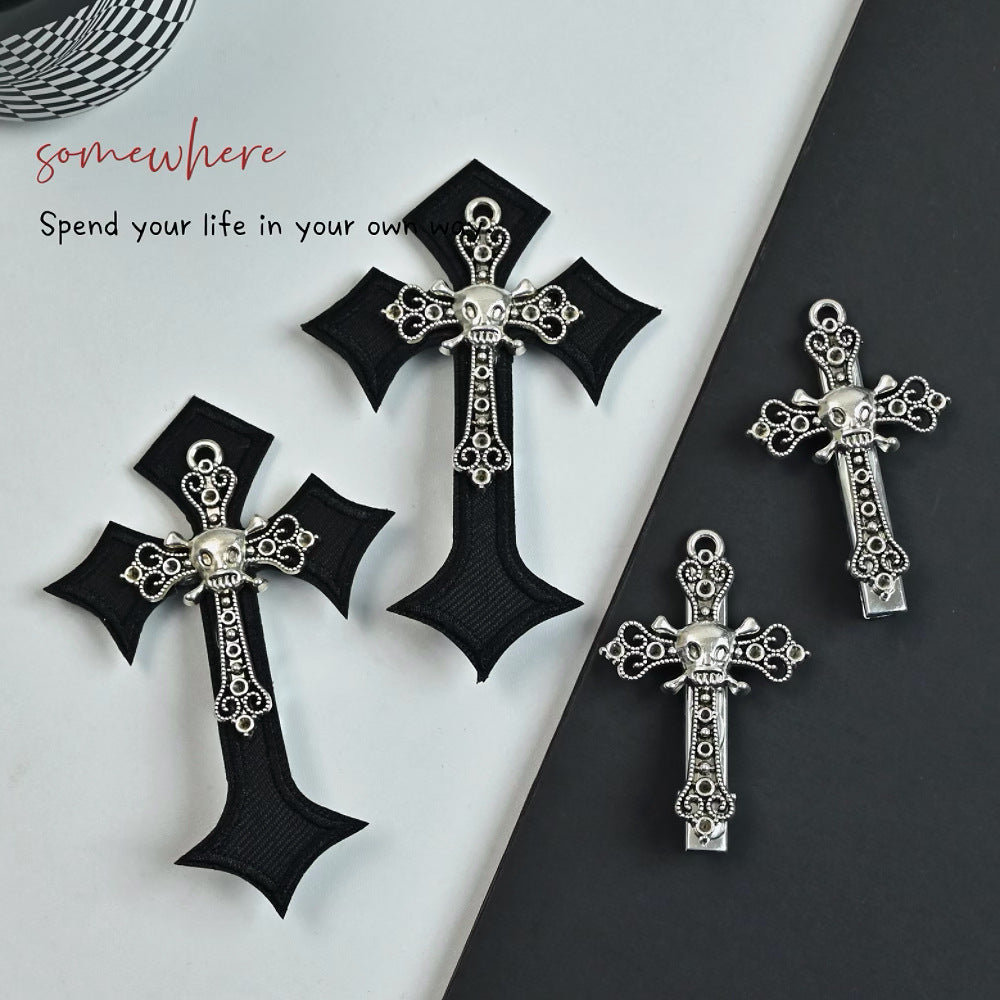 Wholesale Y2K Hairpin Skull Alloy Cross Hairpin Cool Side Clip Lolita Accessories