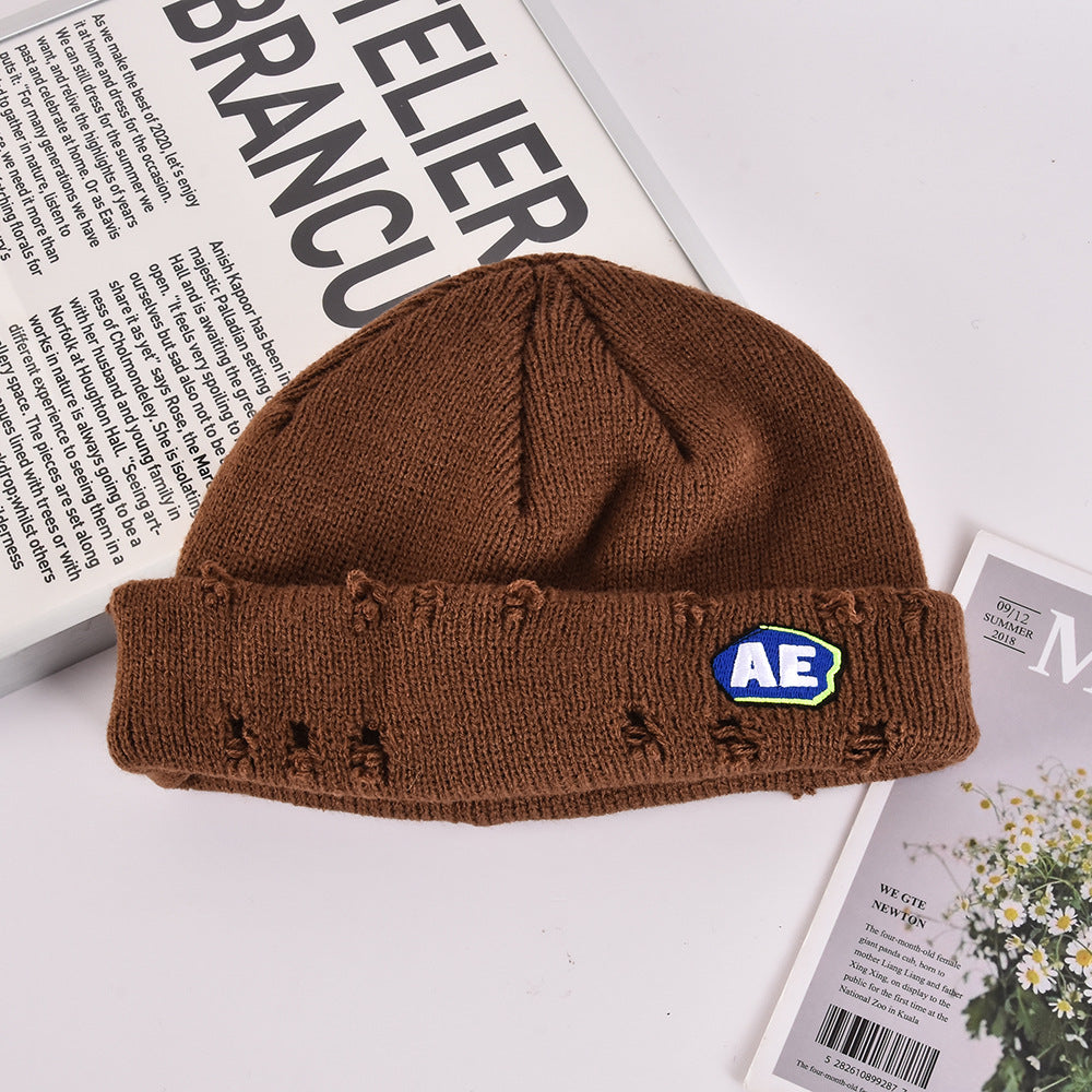 Wholesale Vintage Hole Knitted Melon Skin Hat