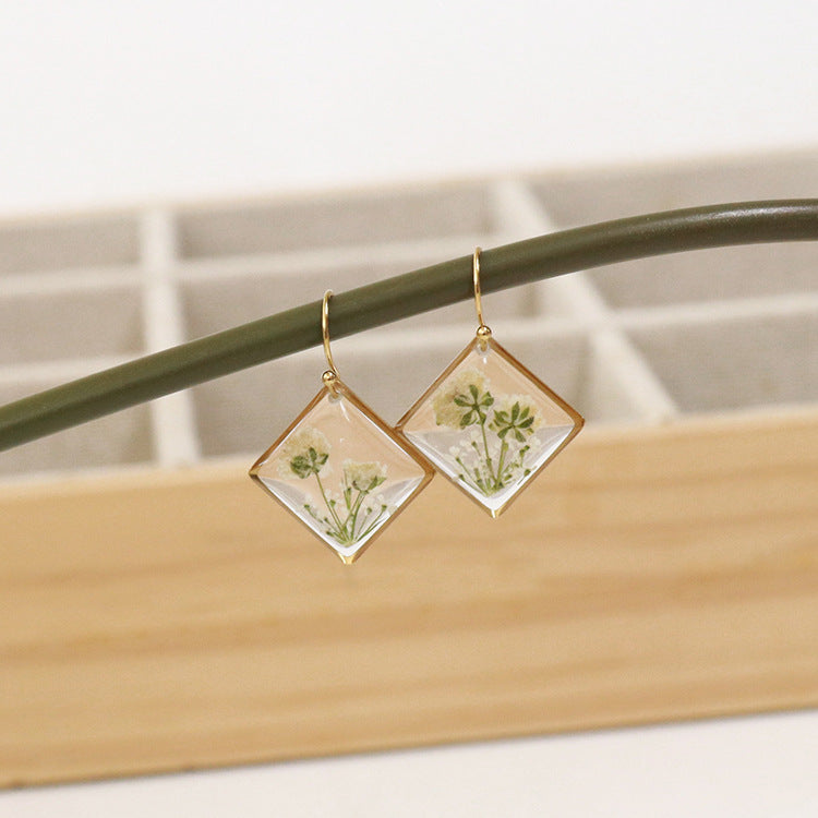 Wholesale 6pcs Real Flower Dried Flower Drop Glue Earrings