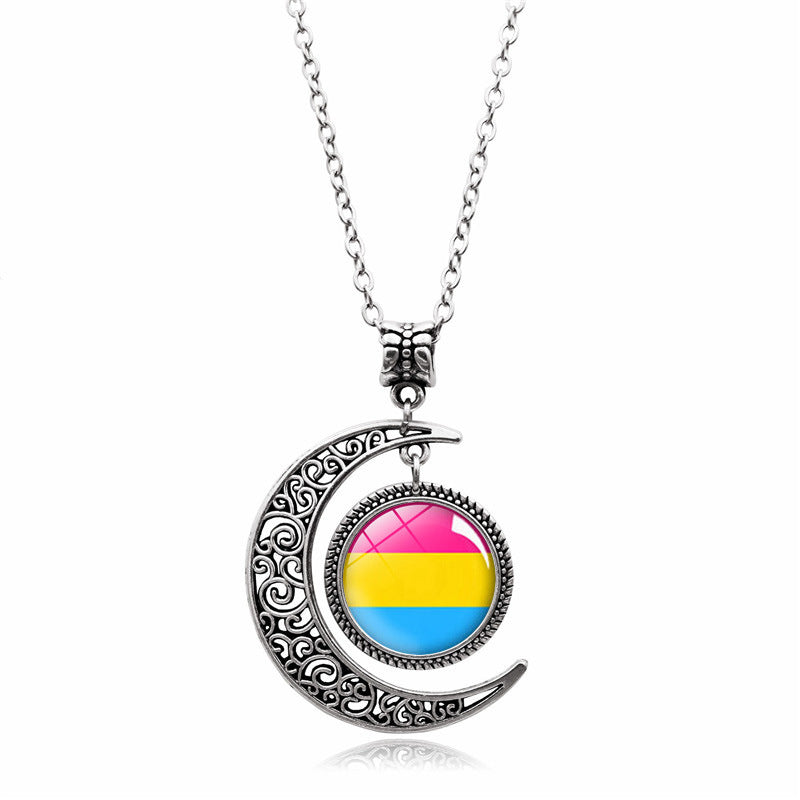 Wholesale Rainbow Moon Pendant Necklaces