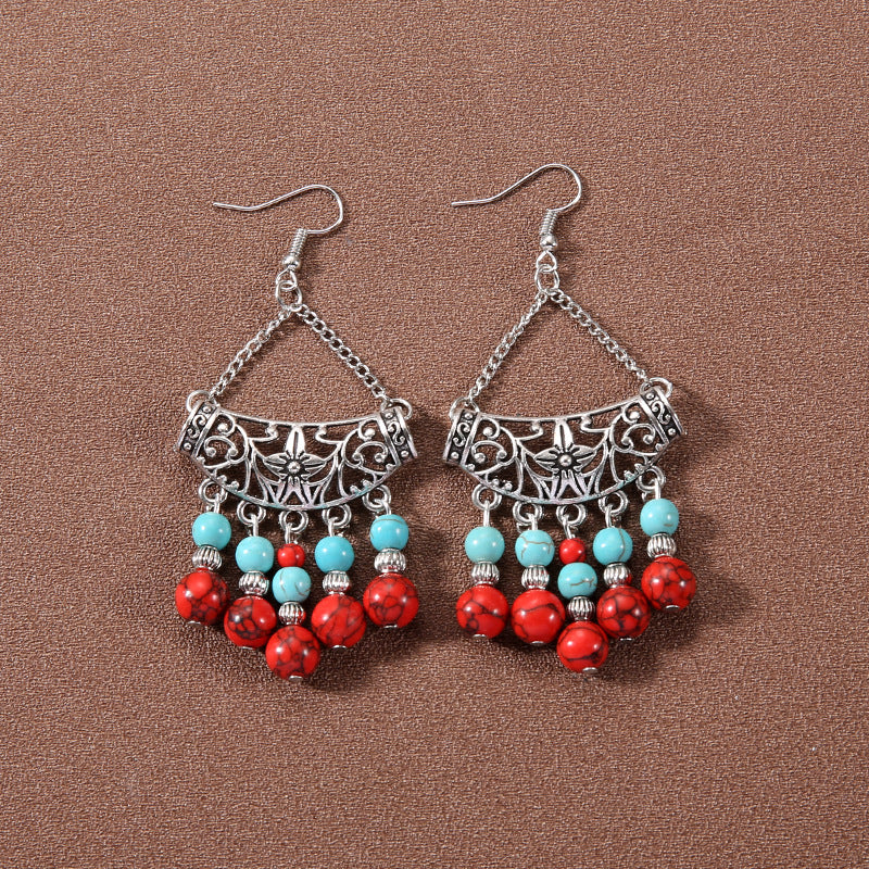 Wholesale Bohemian Tassel Turquoise Vintage Earrings