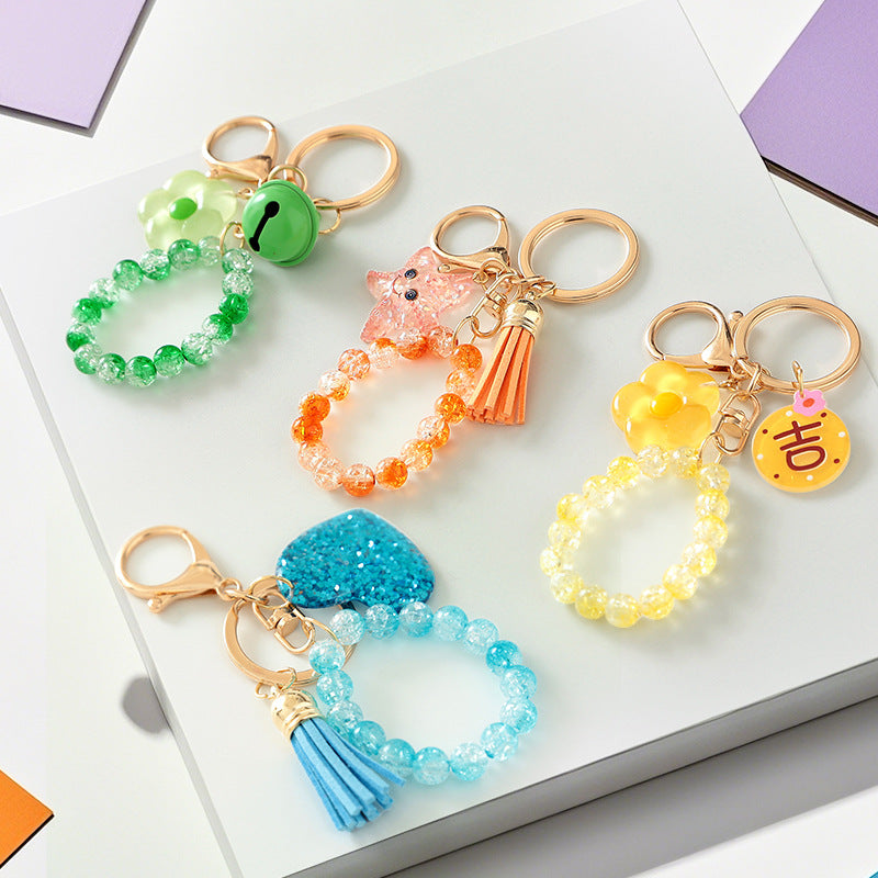 Wholesale Candy colored beaded tassel keychain