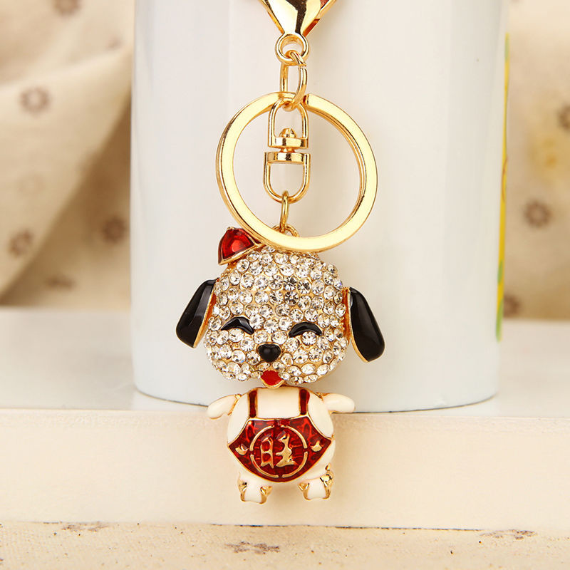Wholesale Stylish Rhinestone Bear Keychain Car Key Accessory Bag Charm Champagne Zinc Alloy Wedding Gift For Resale