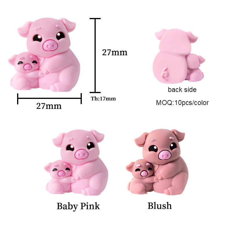 Wholesale 20pcs 3D silicone cute pigs beads