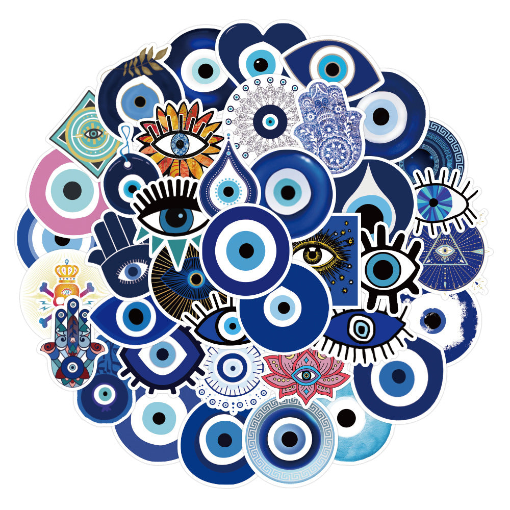 Wholesale 50 Horror Weird Evil Blue Eyes Waterproof Vinyl Stickers