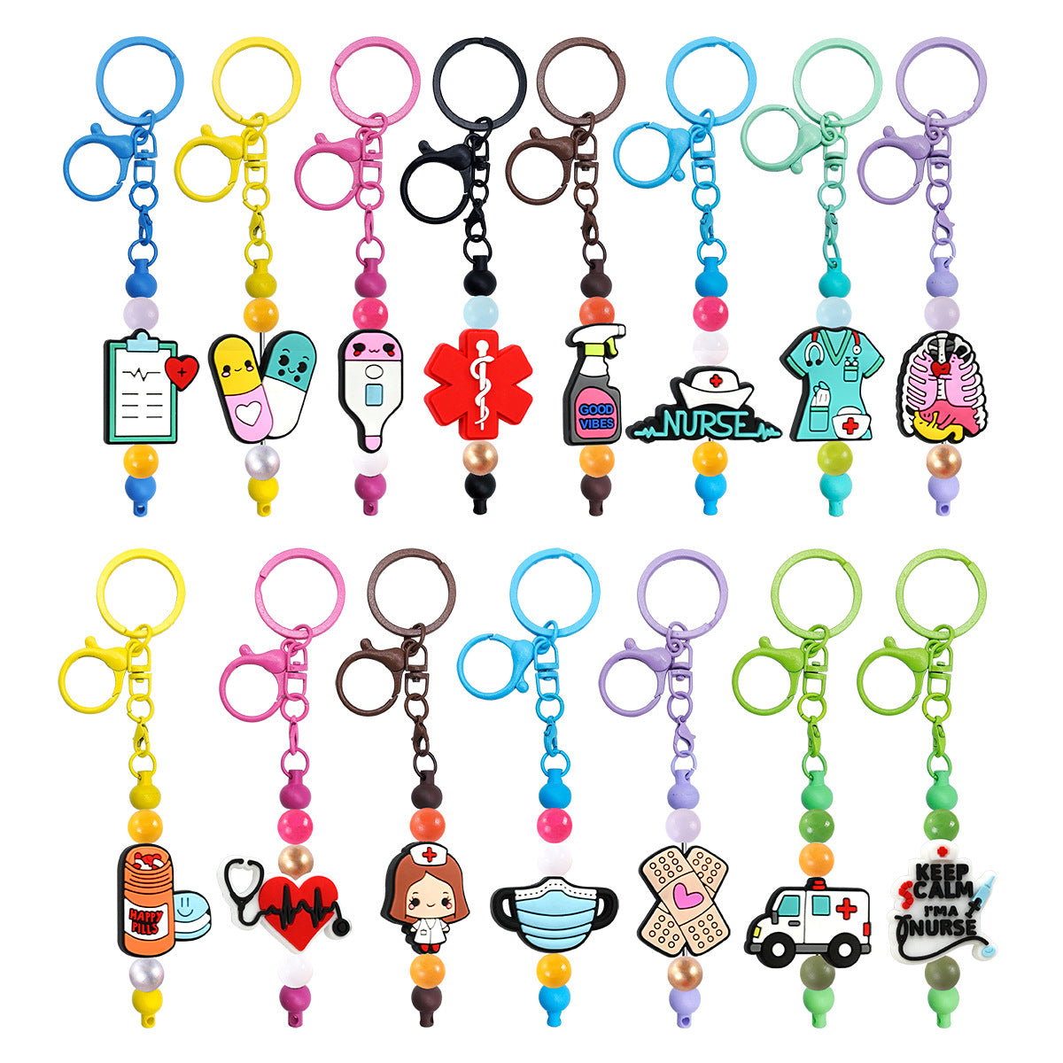 Wholesale  Random 100pcs/pack  Cartoon Medical Nurse Series Beads  Focal Beads