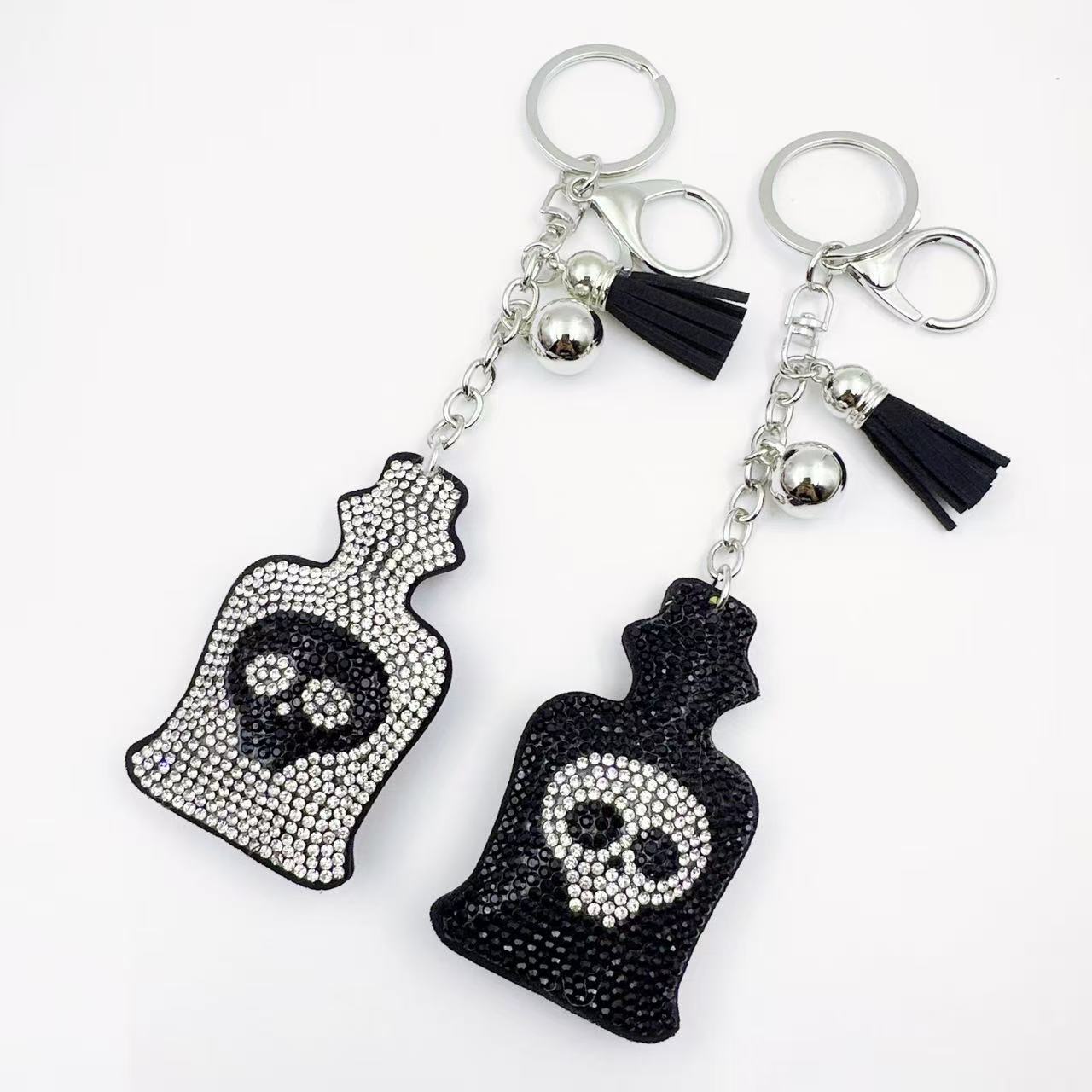 Wholesale Rhinestone Skull Keychain  Ghost Design Bag Charm Stylish Gift For Keys