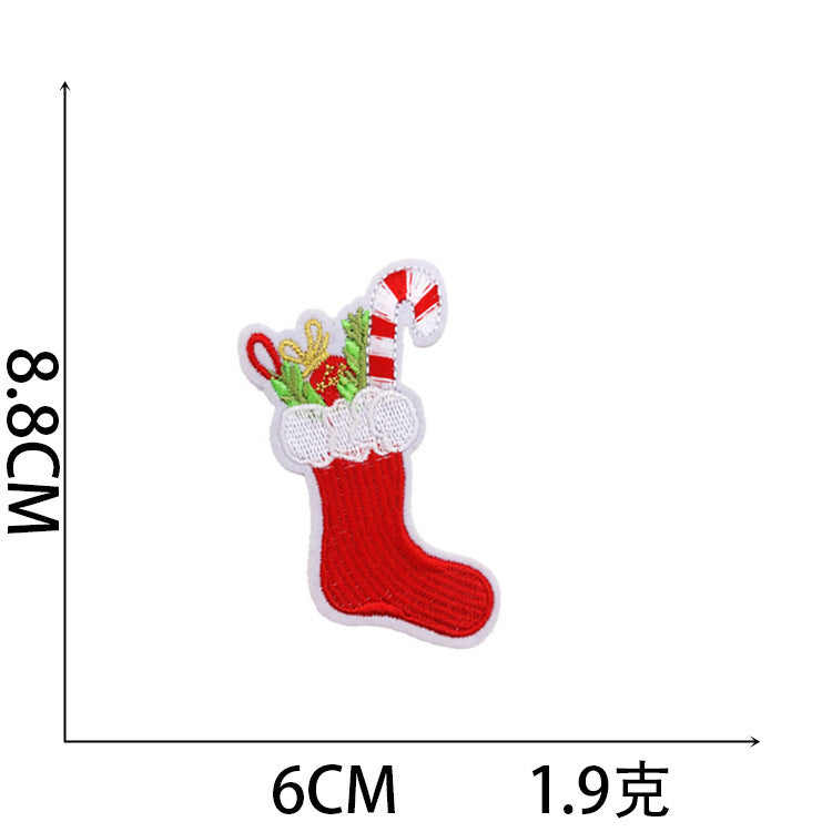 Wholesale Stylish Christmas Embroidered Patch Set Santa Snow Globe Polyester Iron On Appliques For Casual Clothing Boutique
