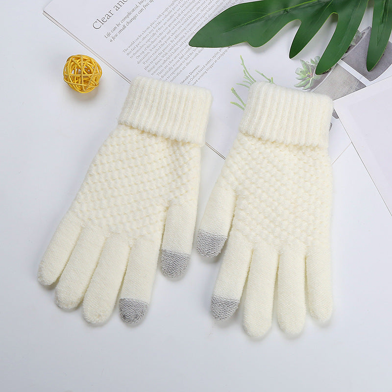 Wholesale Winter Imitation Cashmere Jacquard Touch Screen Plus Velvet Thick Warm Gloves