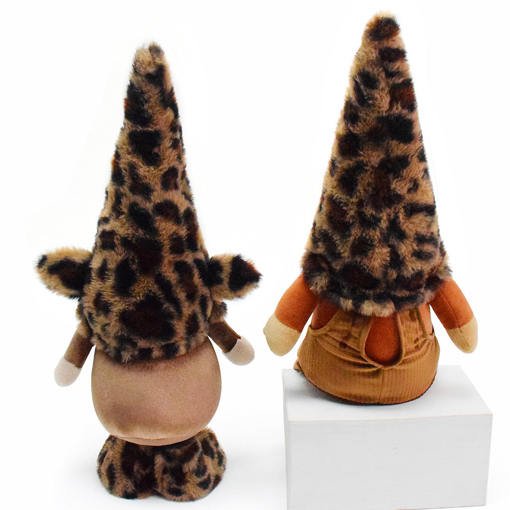 Wholesale Secondhand leopard print plush gnome doll ornaments